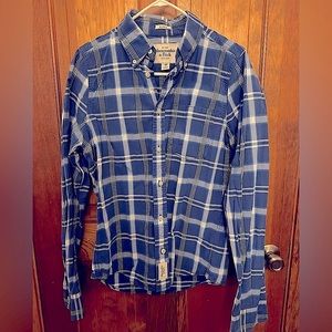Abercrombie & Fitch Men's Blue Plaid Muscle Fit Button Down Shirt Medium